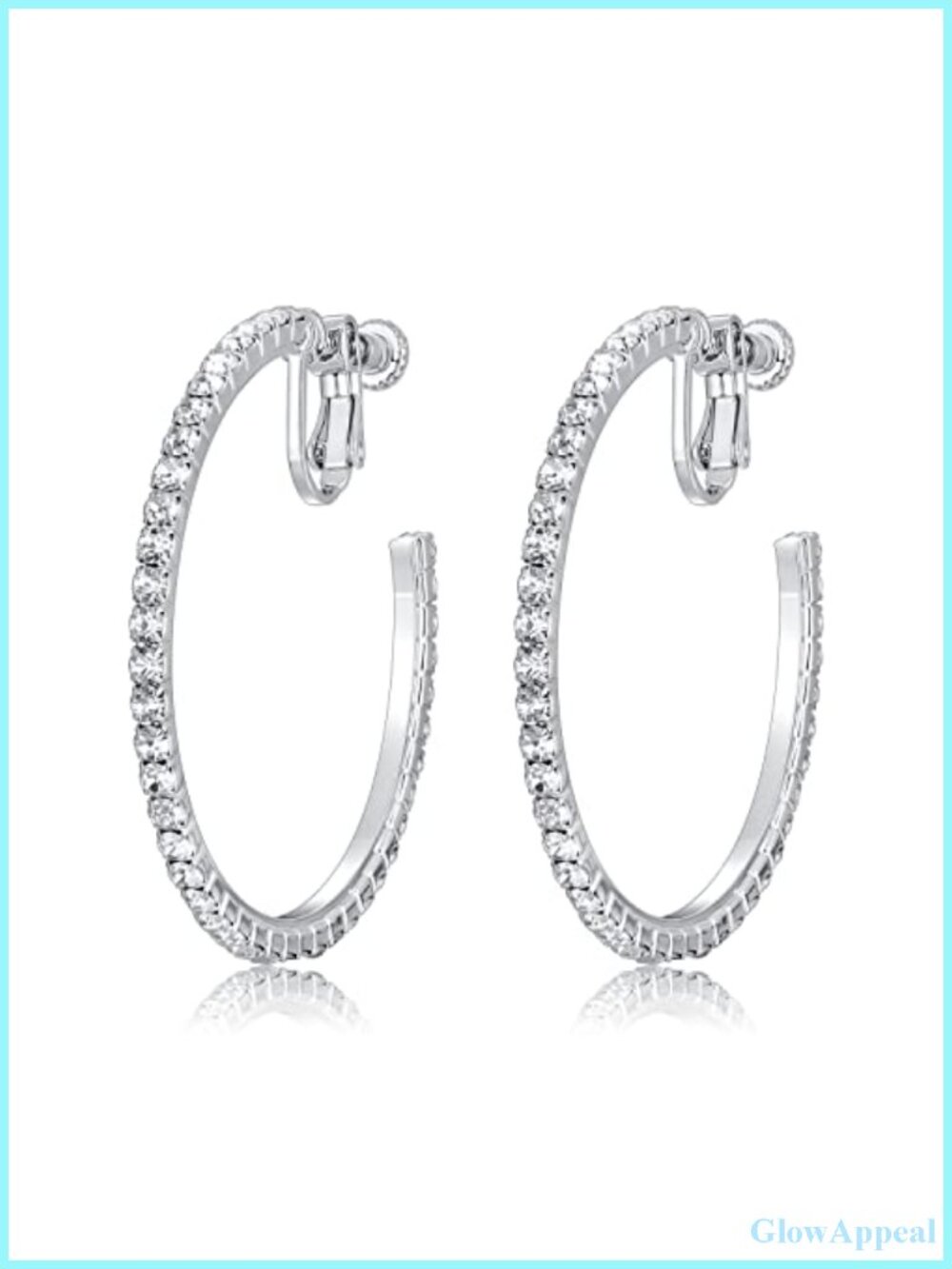 Crystal Circle Clip On Earrings Sparkly Hoop Earrings for Women No Piercing
